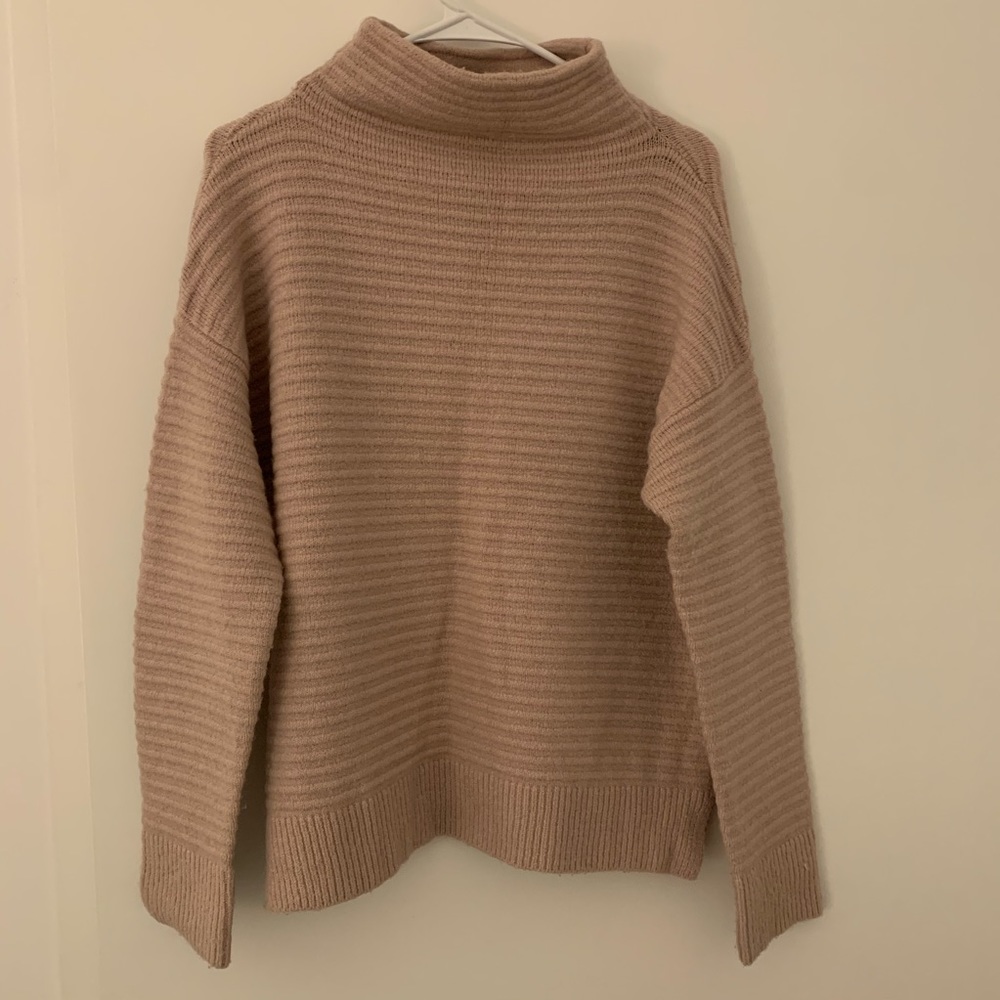 madewell pink mockneck sweater